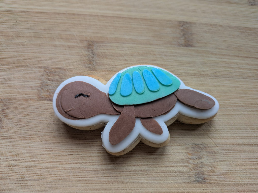 "Tortue Joyeuse" - Sablé décoré de pâte à sucre vanillée ~